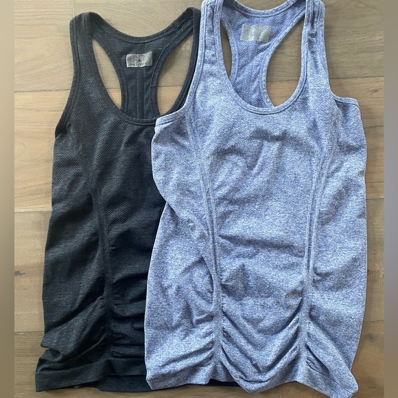 Athleta Tops - 2 Athleta Momentum Racerback Tank Tops, charcoal gray and heather blue, xs